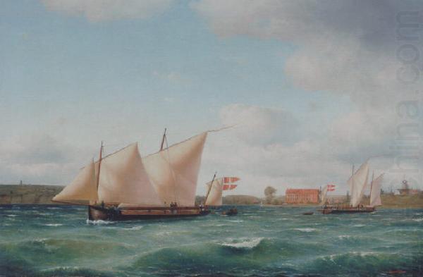 unknow artist En_kanonbad_ved_Als-Sund_og_Dyppel,_i_baggrunden_Sonderborg_Slot china oil painting image